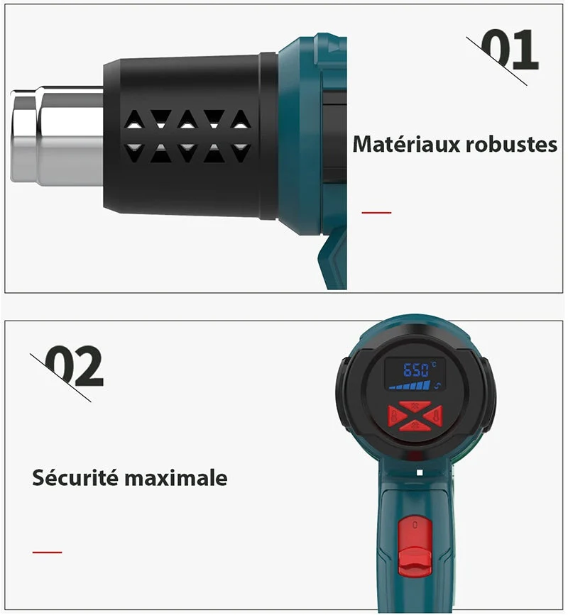 Effektiv Varmepistol 2000W - Justerbar Temp. & 4 Dyser
