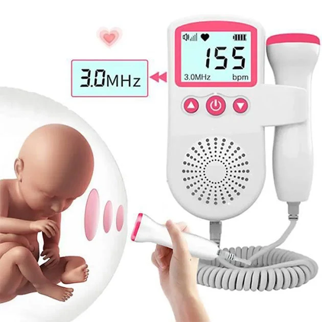 Bærbar fosterdoppler til at lytte til babyens hjerteslag