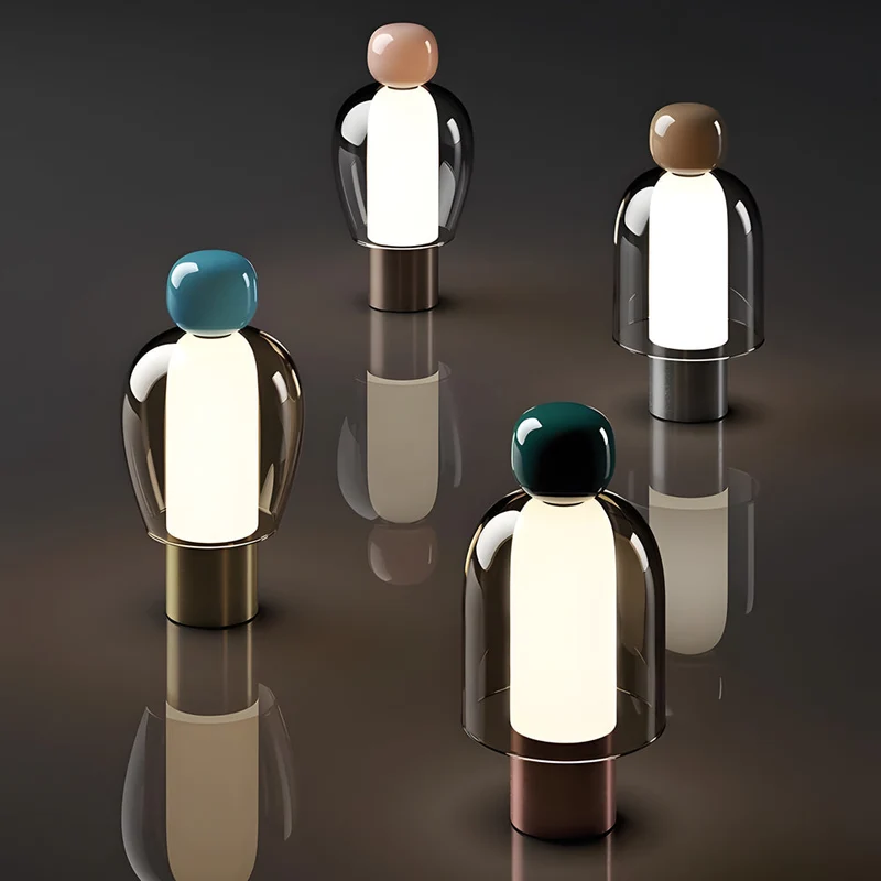 Genopladelig Bordlampe i Glas med Justerbar LED-lys