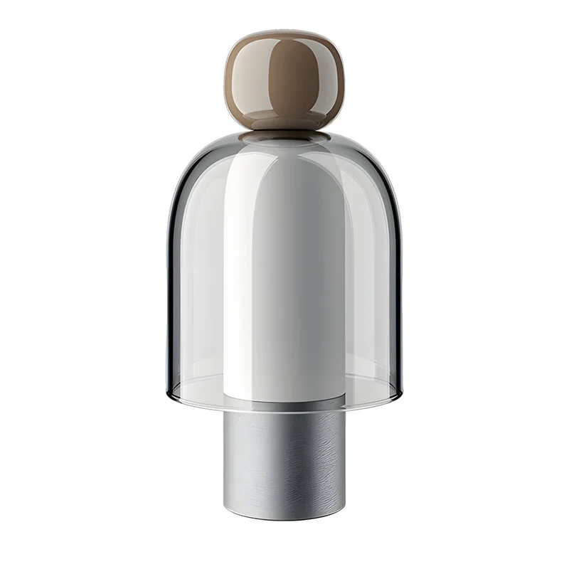 Genopladelig Bordlampe i Glas med Justerbar LED-lys