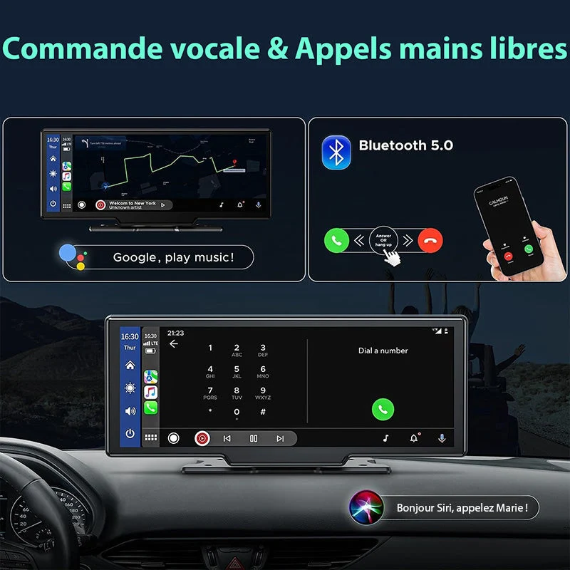 Trådløst Bilradio Display 2K med Dashcam & Bakkamera
