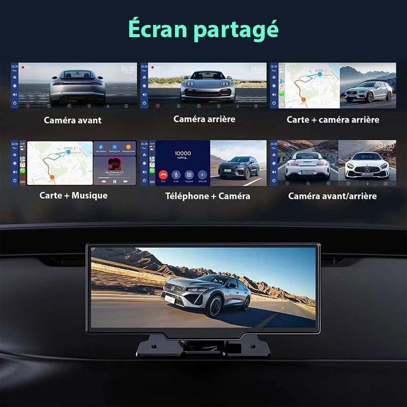 Trådløst Bilradio Display 2K med Dashcam & Bakkamera