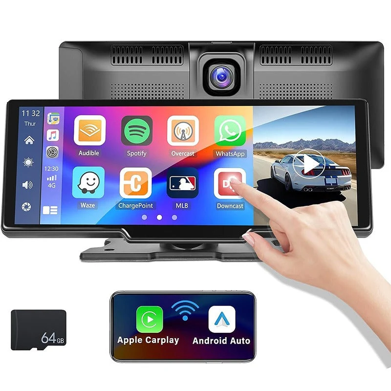 Trådløst Bilradio Display 2K med Dashcam & Bakkamera