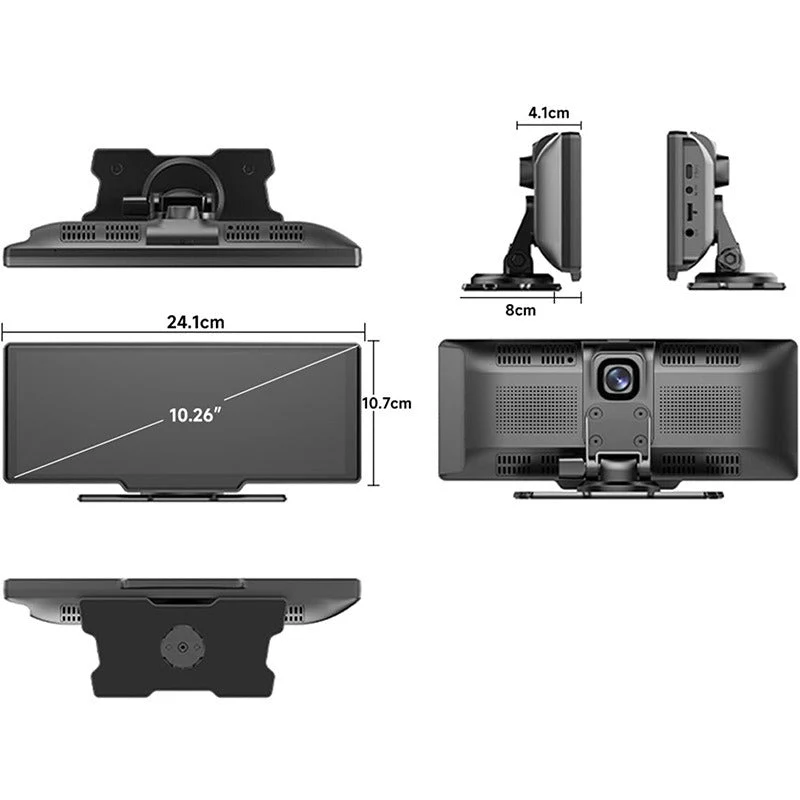 Trådløst Bilradio Display 2K med Dashcam & Bakkamera