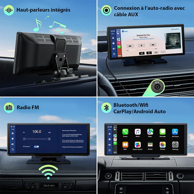 Trådløst Bilradio Display 2K med Dashcam & Bakkamera