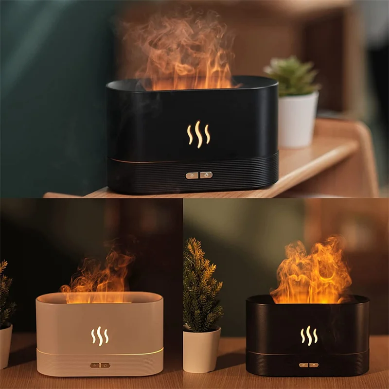 Flamme Simulering | Nattelys med Duftdiffuser og Luftfugter