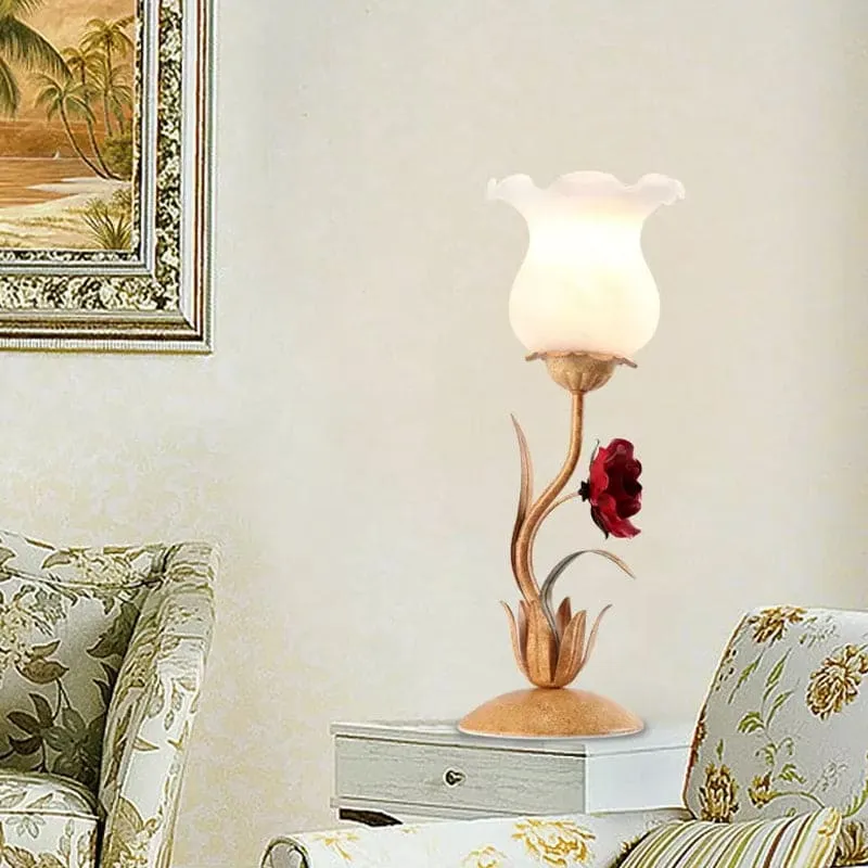 Floral Bordlampe med Blød Belysning til Soveværelset