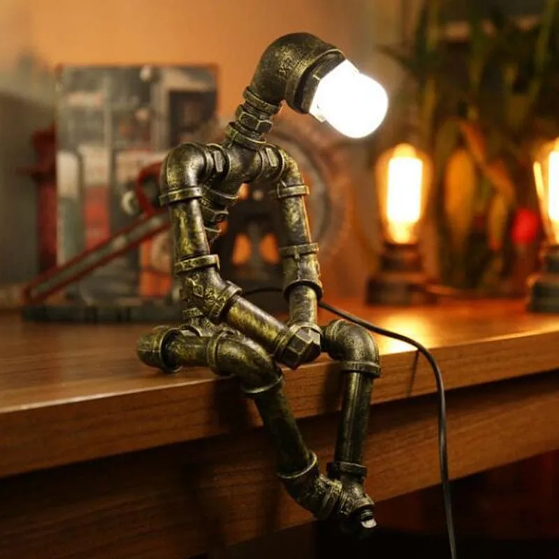 Futuristisk Robotlampe med Cyberpunk Design og LED Lys