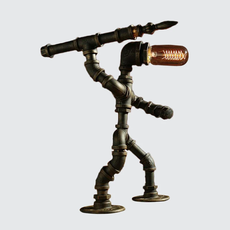 Futuristisk Robotlampe med Cyberpunk Design og LED Lys