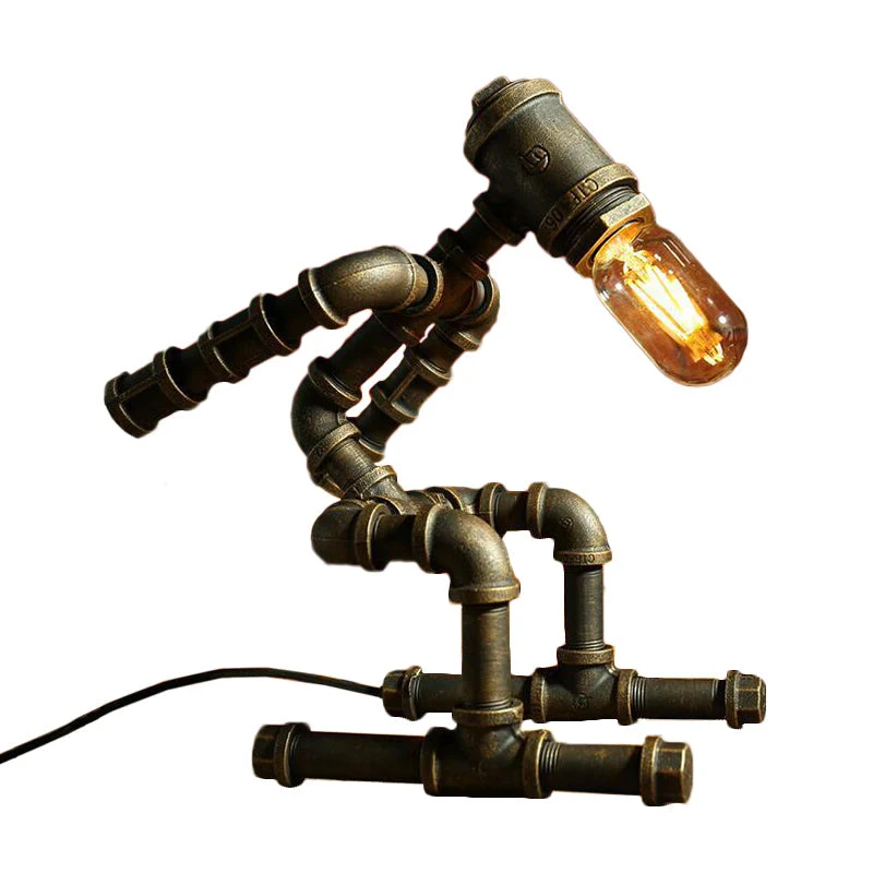 Futuristisk Robotlampe med Cyberpunk Design og LED Lys