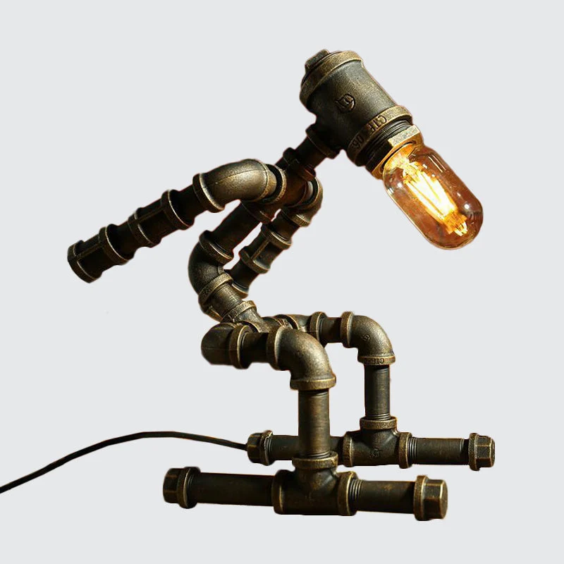 Futuristisk Robotlampe med Cyberpunk Design og LED Lys