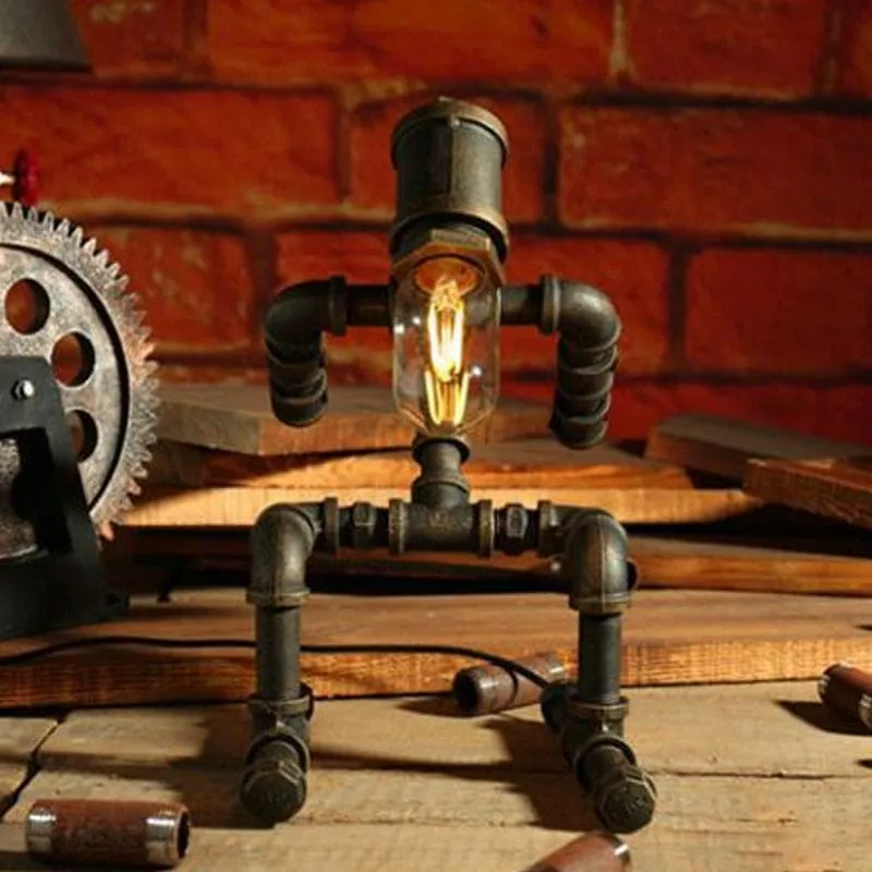Futuristisk Robotlampe med Cyberpunk Design og LED Lys