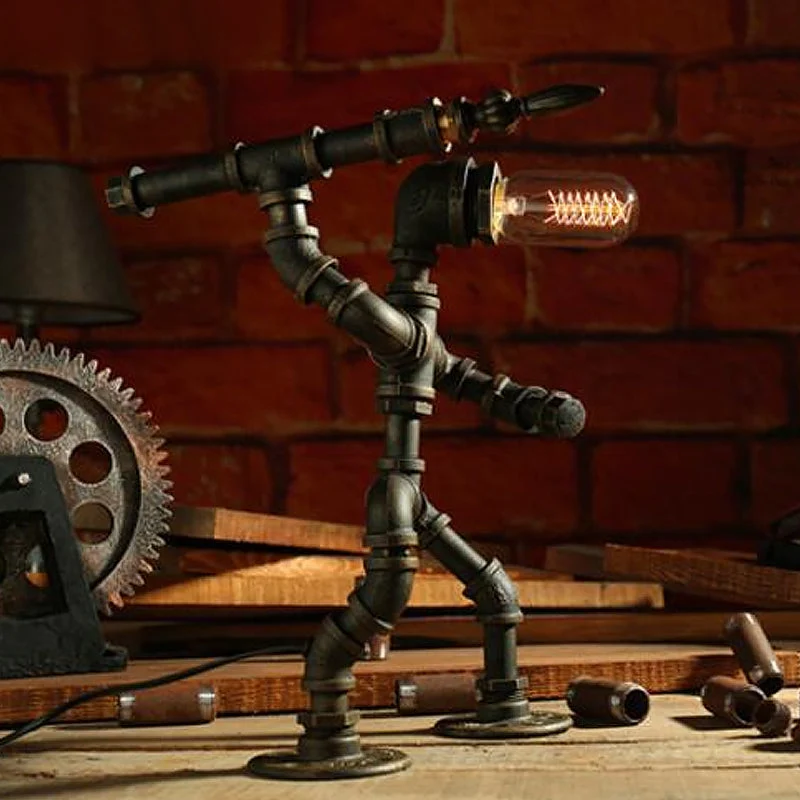 Futuristisk Robotlampe med Cyberpunk Design og LED Lys