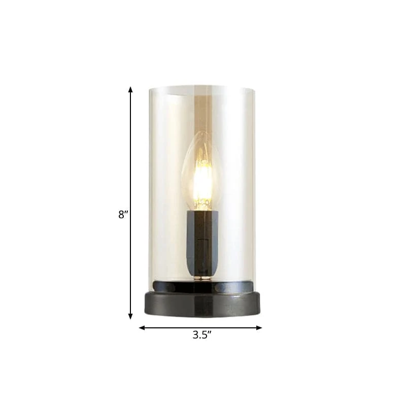 Stilfuld Industriel Bordlampe i Sort Glas til Stuen