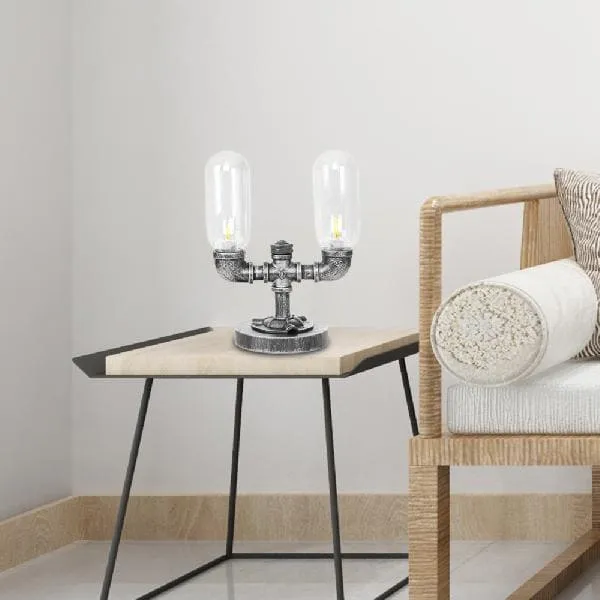 Elegant Glasbordlampe med Klar Skærm for Strålende Lys