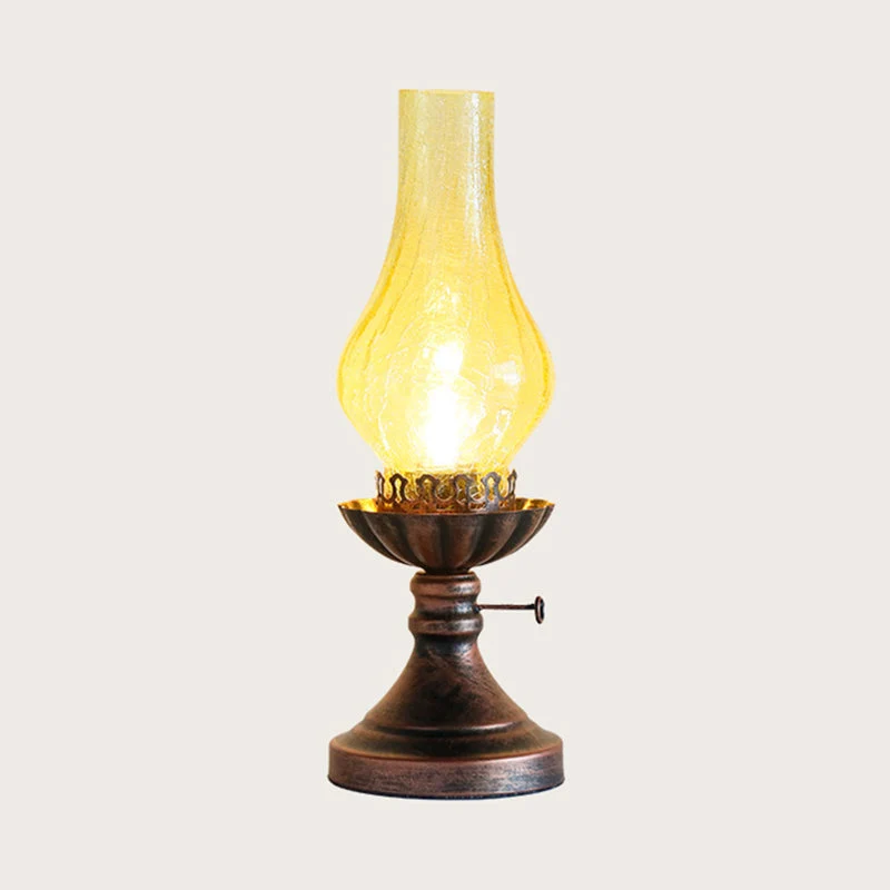 Retro Bordlampe med Glas Craykle Skærm – Skab Hygge i Hjemmet