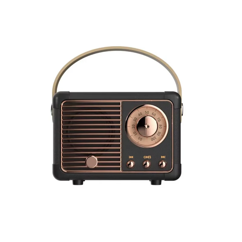 Bærbar Bluetooth Højttaler med Vintage Design og Kraftig Lyd