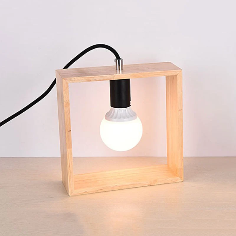 Elegant Bordlampe i Træ - Naturlig Skønhed og Funktionalitet