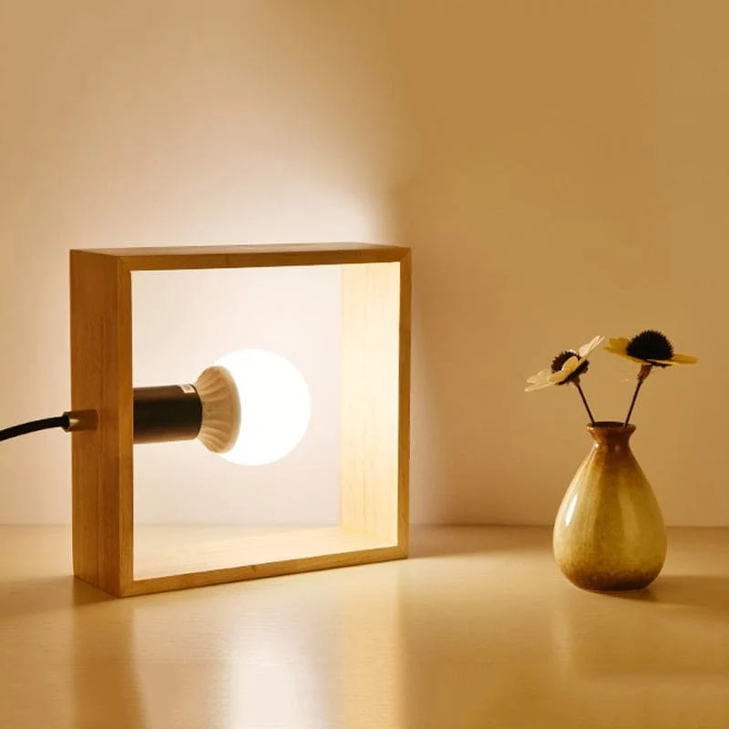 Elegant Bordlampe i Træ - Naturlig Skønhed og Funktionalitet