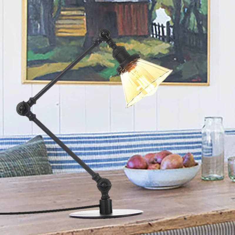 Elegant Glasbordlampe med Blødt Lys - Moderne Design