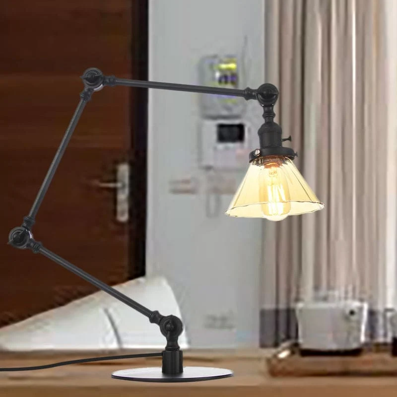 Elegant Glasbordlampe med Blødt Lys - Moderne Design