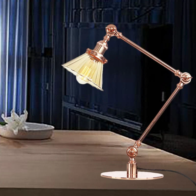 Elegant Glasbordlampe med Blødt Lys - Moderne Design