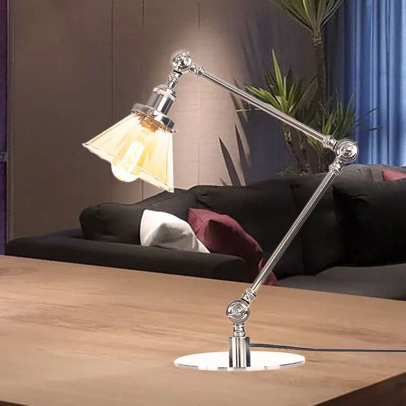 Elegant Glasbordlampe med Blødt Lys - Moderne Design