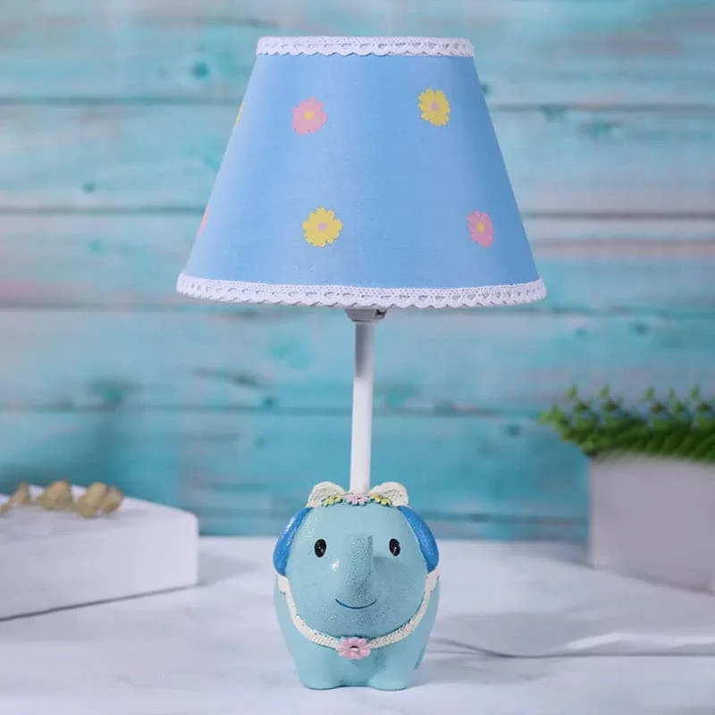 Elegant Bordlampe med Blomstermotiv og Unik Elefantbase