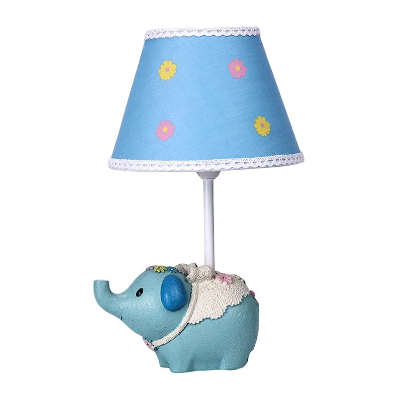 Elegant Bordlampe med Blomstermotiv og Unik Elefantbase