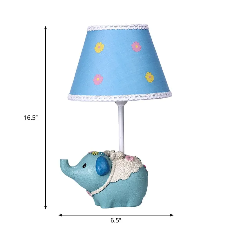 Elegant Bordlampe med Blomstermotiv og Unik Elefantbase