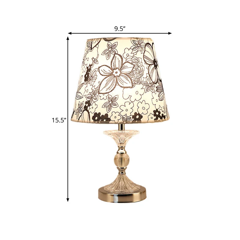 Elegant Bordlampe med Kunstnerisk Blomstermønster