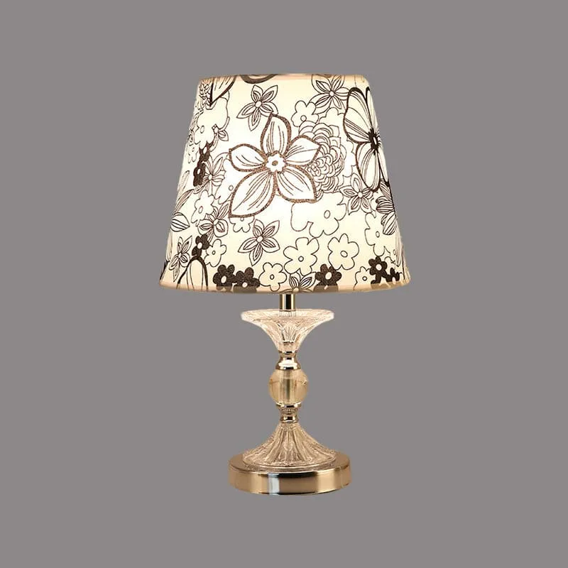 Elegant Bordlampe med Kunstnerisk Blomstermønster