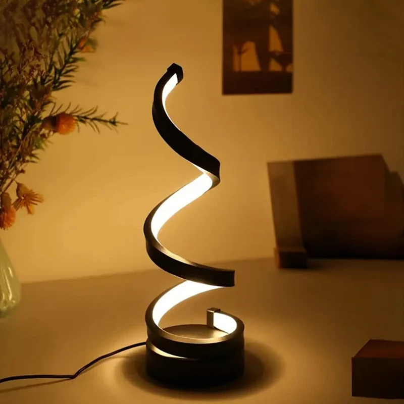Moderne Spiral Lampe: Justerbar LED Bordlampe til Hjemmet