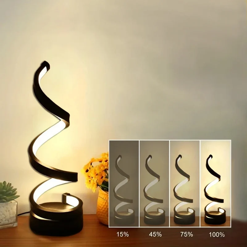 Moderne Spiral Lampe: Justerbar LED Bordlampe til Hjemmet