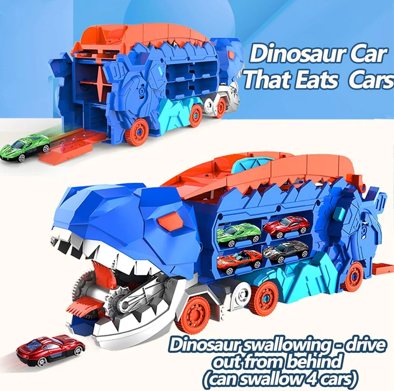 Transformérende Dino Transportbil med Løbsbane for Børn