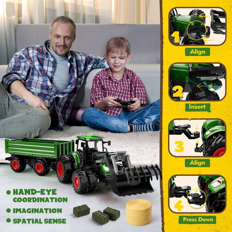 Fjernstyret Traktor med Metalkonstruktion og Realistisk Design