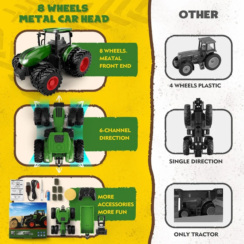 Fjernstyret Traktor med Metalkonstruktion og Realistisk Design