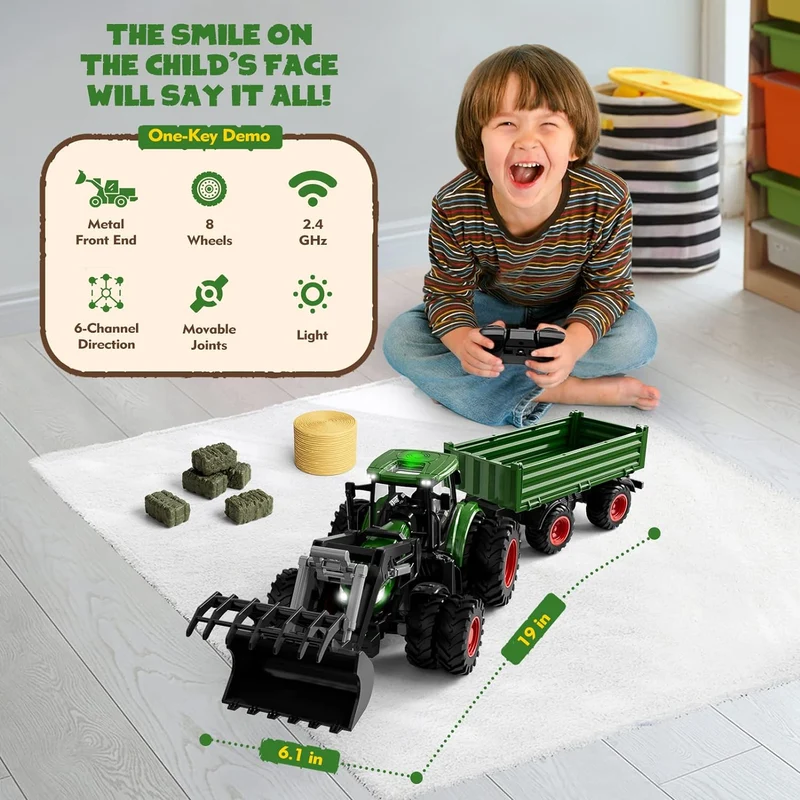 Fjernstyret Traktor med Metalkonstruktion og Realistisk Design