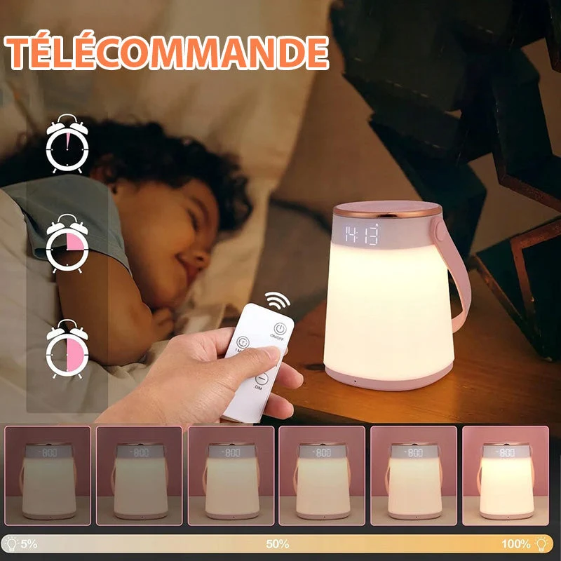 Genopladelig LED Natlampe med Fjernbetjening og Temperaturvisning