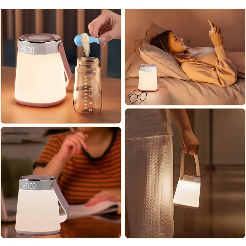 Genopladelig LED Natlampe med Fjernbetjening og Temperaturvisning