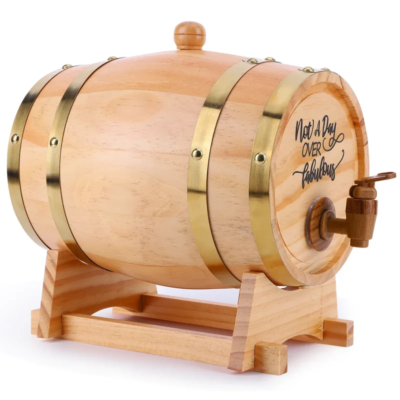 3L Whiskyfad i Træ med Tap og Stand – Elegant Servering
