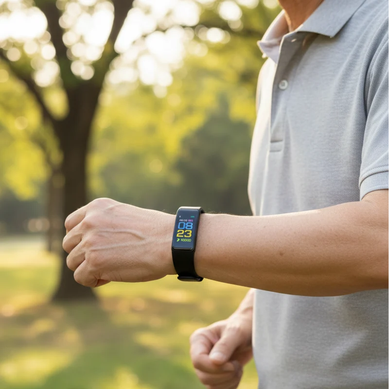 Vandtæt Fitness Ur med Pulsmåler og Søvnsporing til Ældre