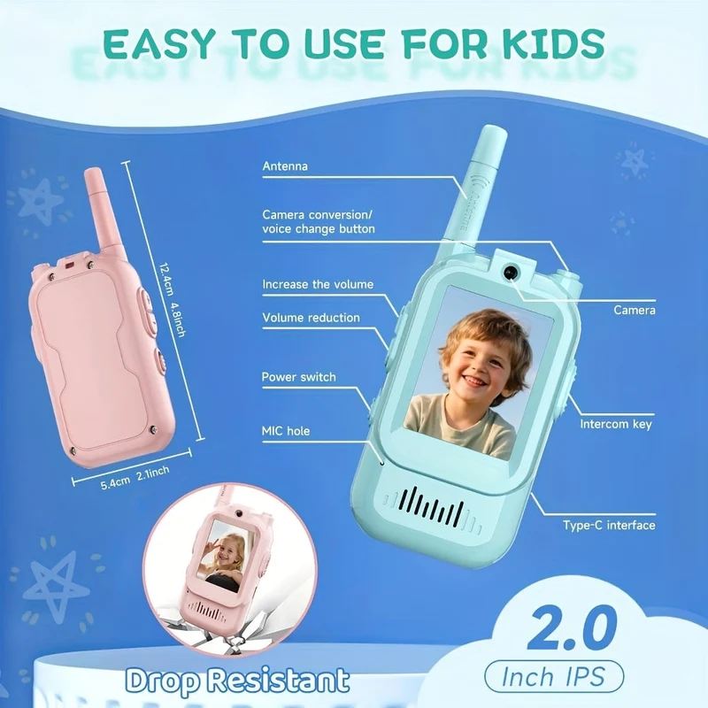 Børne Walkie Talkie med Kamera & Videoopkald - Sjov & Læring