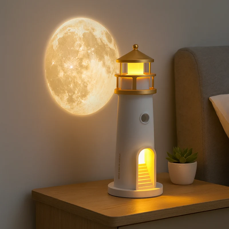 LED Natlys med Måneprojektion - Stemningsfuld Kystdesign