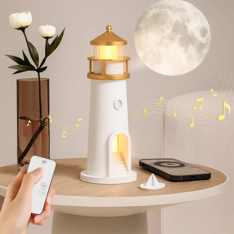 LED Natlys med Måneprojektion - Stemningsfuld Kystdesign