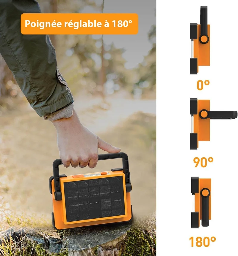 Bærbar LED Projektør 100W med Solcelle Powerbank