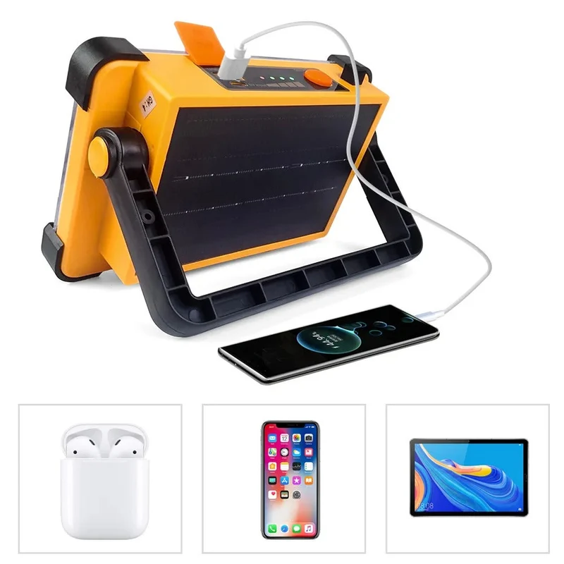Bærbar LED Projektør 100W med Solcelle Powerbank