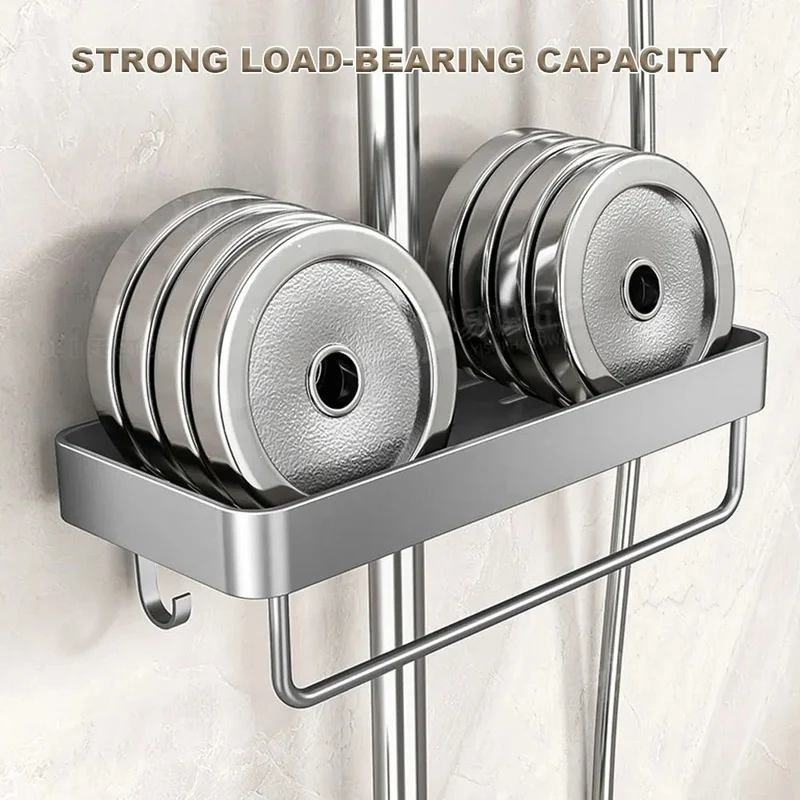 Elegant, rustfri brusehylde i aluminium uden boring