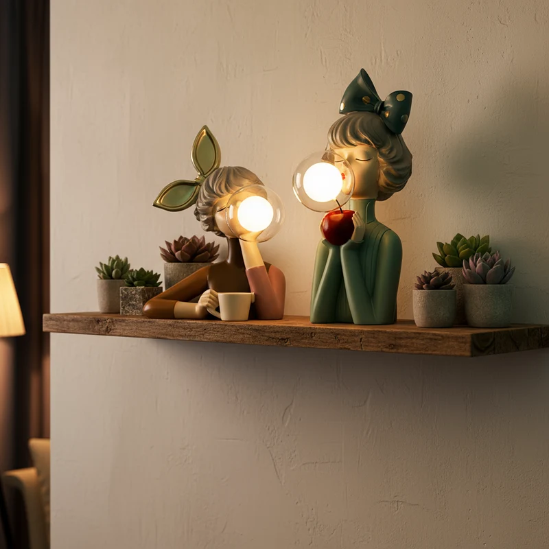 Håndlavet Natlampe med Elegant Design og Naturlig Finish
