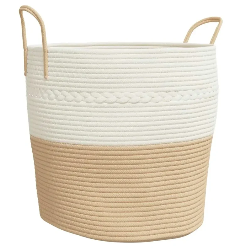 Moderne Opbevaringskurv i Beige & Hvid - Pladsbesparende Design